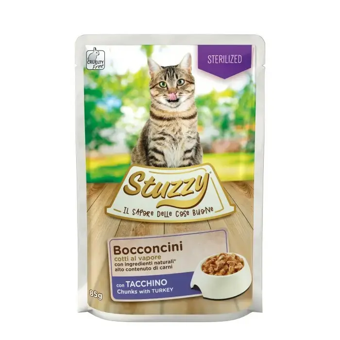 STUZZY Bocconcini z Indykiem - mokra karma dla kotów sterylizowanych, saszetka 85g Ekspresowa dostawa