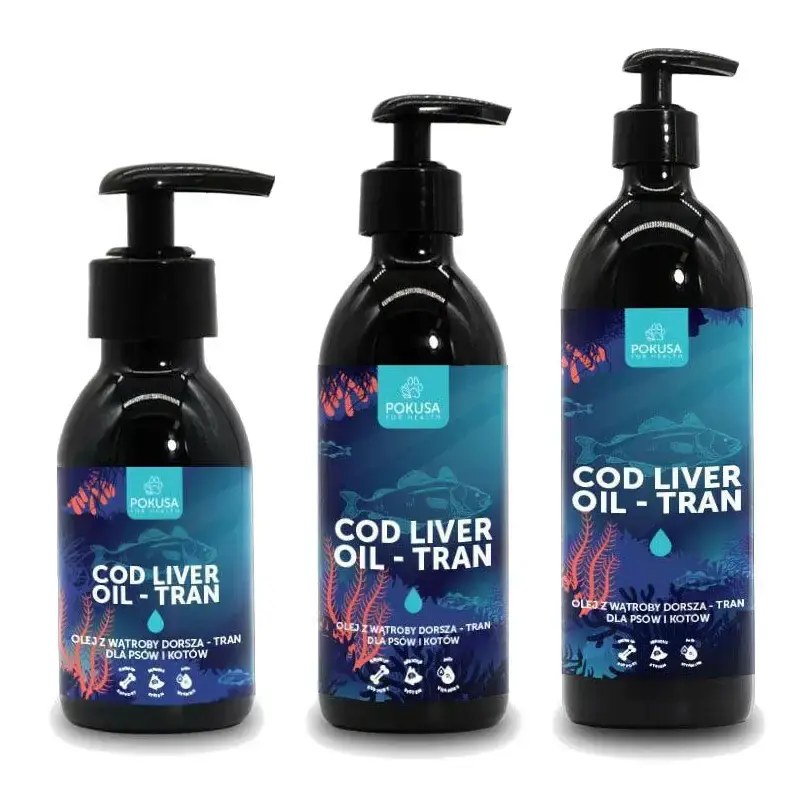 POKUSA OceanicLine Cod Liver Oil (tran) - olej z wątroby dorsza, suplement dla psów i kotów Tani