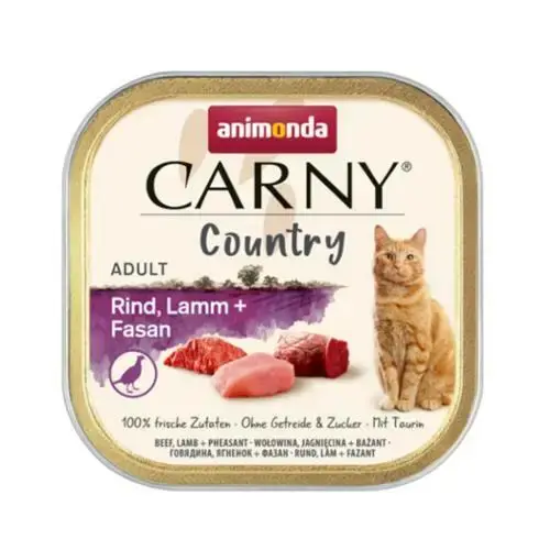 ANIMONDA CARNY COUNTRY WOŁOWINA, JAGNIĘCINA + BAŻANT - Mokra karma dla kotów dorosłych, szalka 100g Cena promocyjna