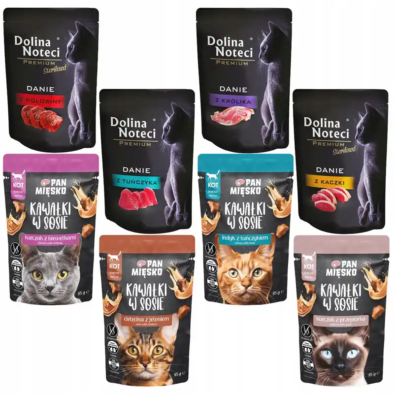 PAN MIĘSKO DOLINA NOTECI Mokra karma dla kota Mix Smaków 8 x 85g bez zbóż Ostatnie sztuki
