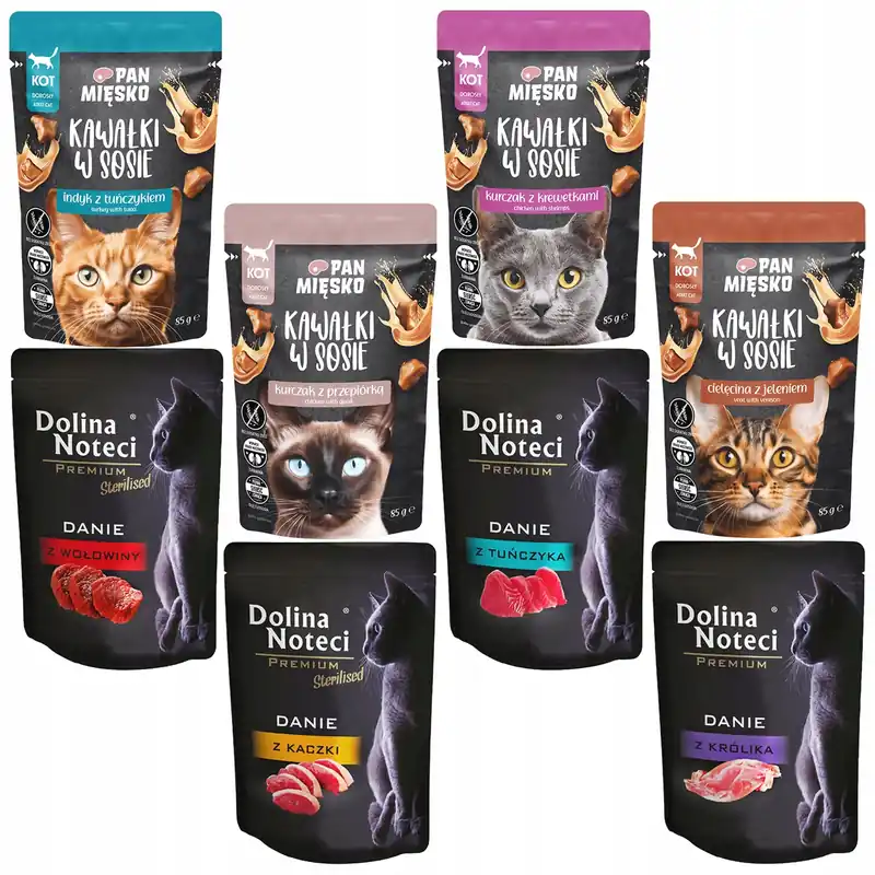 Kup online PAN MIĘSKO DOLINA NOTECI Mokra karma dla kota Mix Smaków 80 x 85g bez zbóż