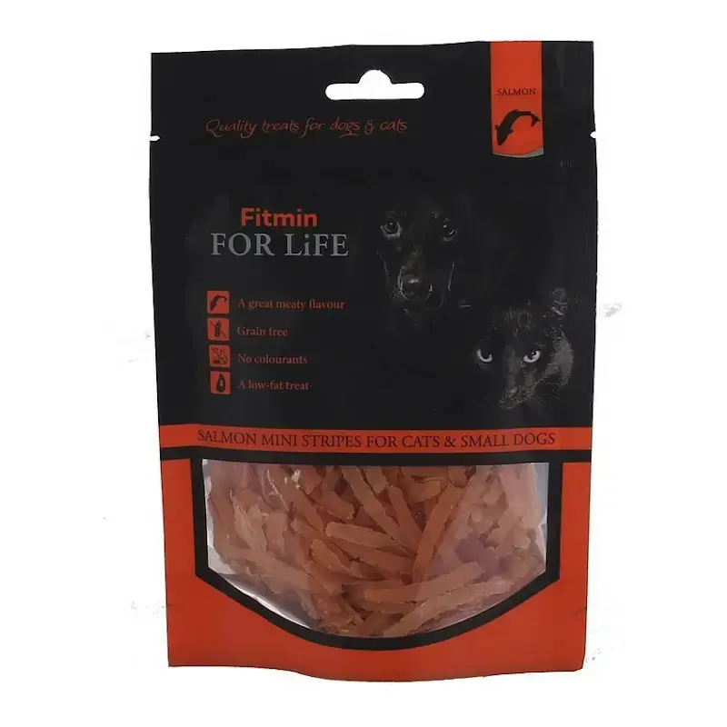 FITMIN FOR LIFE Dog&cat treat salmon mini stripes - przysmak dla psa i kota, 70g Nowy