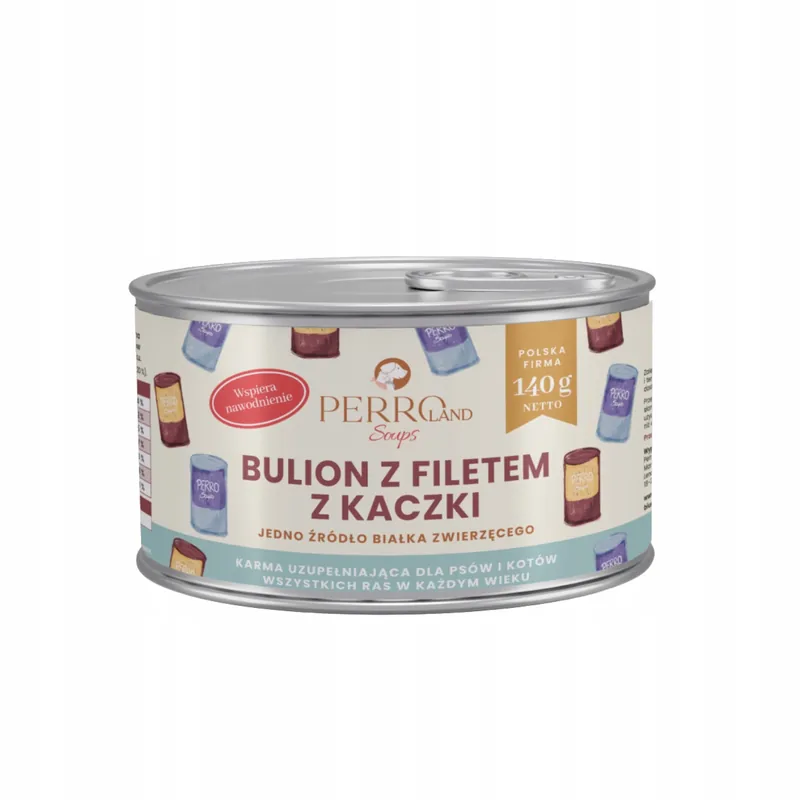 Sprawdź teraz PERROland Soup Bulion dla psa i kota Perro karma mokra filet z kaczki 140g