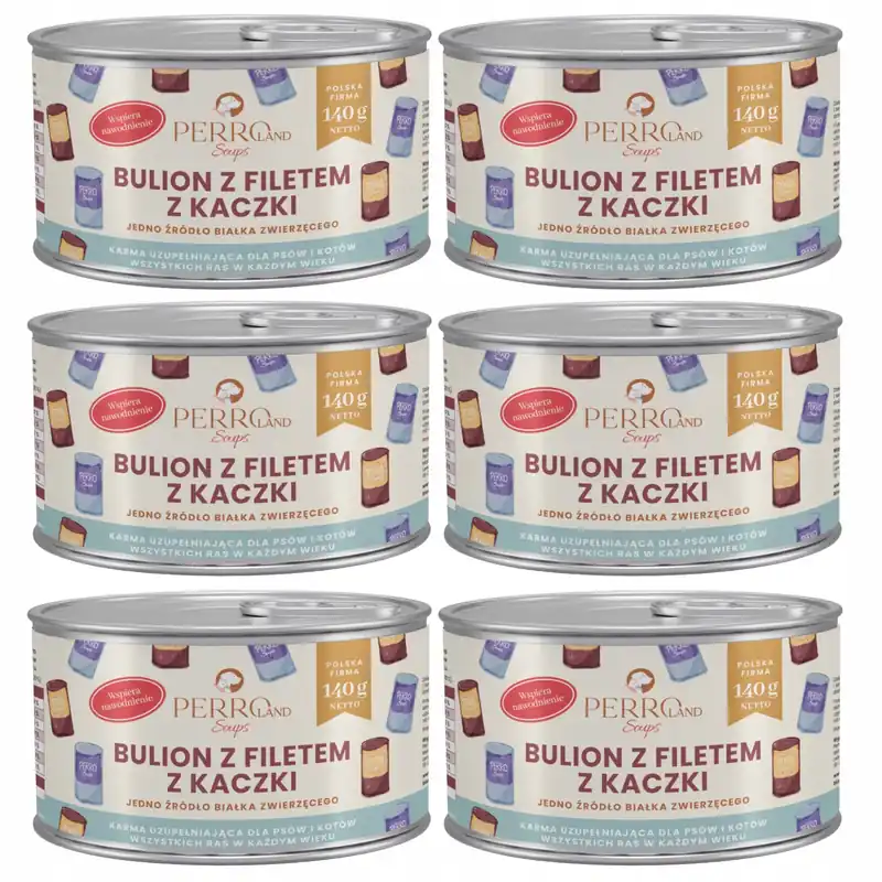 Bezpieczna płatność PERROland Soup Bulion dla psa i kota Perro karma mokra filet z kaczki 6 x 140g