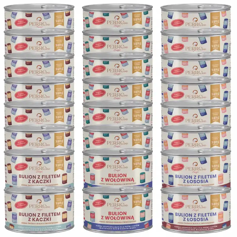 PERROland Bulion dla psa kota Perro karma mokra filet mix smaków 24 x 140g Taniej