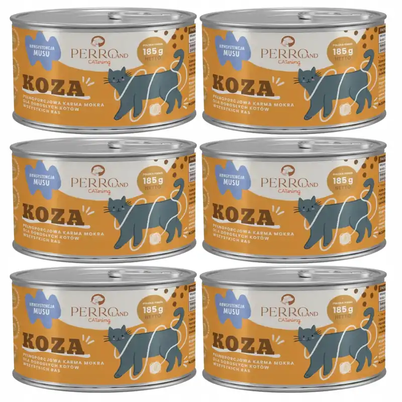 PERROland CATering Mus dla kota Perro karma mokra Koza 6 x 185g Dostępne od ręki