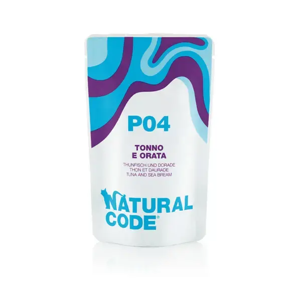 Wysoka jakość NATURAL CODE P04 saszetka 70g z tuńczykiem i doradą, mokra karma dla kota