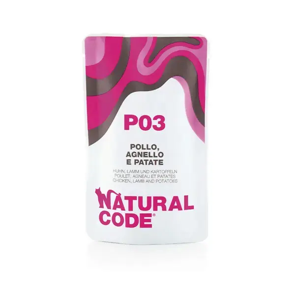 Zamów dziś NATURAL CODE P03 saszetka 70g z kurczakiem i jagnięciną , mokra karma dla kota