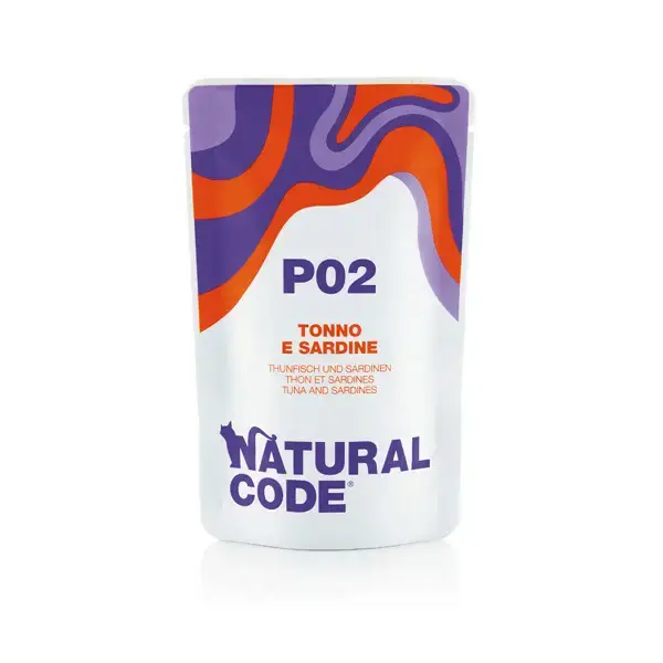 NATURAL CODE P02 saszetka 70g z tuńczykiem i sardynkami, mokra karma dla kota Oferta