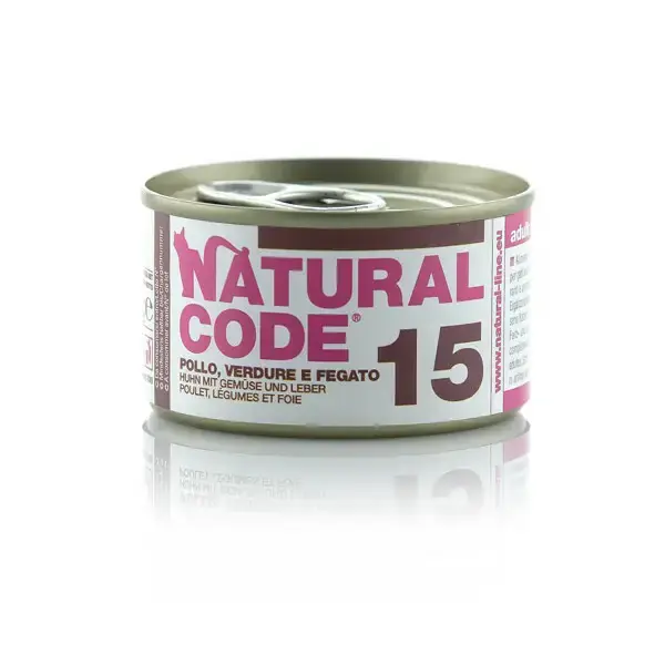 NATURAL CODE 15 puszka 85g kurczak, warzywa i wątróbka, karma dla kota Wyjątkowa oferta