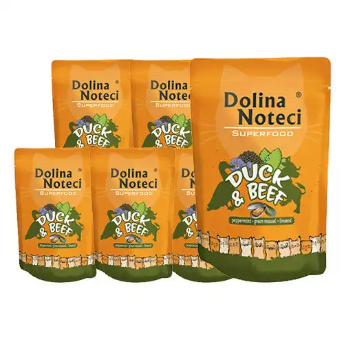 Wyjątkowa oferta DOLINA NOTECI Superfood kaczka i wołowina 10 X 85G PAKIET mokra karma dla kota