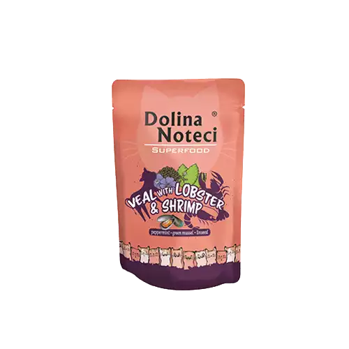 Nie przegap DOLINA NOTECI Superfood cielęcina, homar i krewetki mokra karma dla kota, saszetka 85g