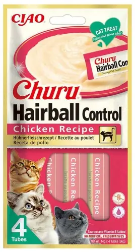 Premium Inaba Churu Chicken HAIRBALL Control 4x14g(56g)