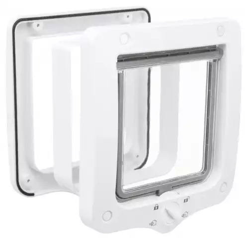 Ostatnie sztuki TRIXIE Dwustronne drzwiczki wahadłowe z tunelem 4-Way, 20 x 22 cm białe