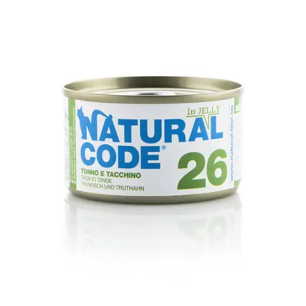 Nie przegap NATURAL CODE 26 puszka 85g tuńczyk i indyk, mokra karma dla kota