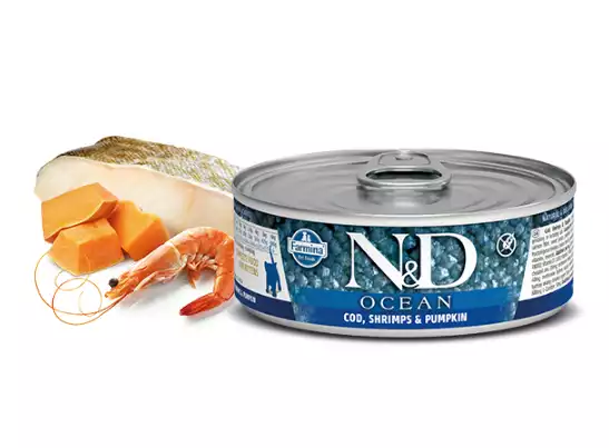 FARMINA N&D OCEAN Cod, Shrimp & Pumpkin KITTEN mokra karma dla kociąt 80g Hit sprzedaży
