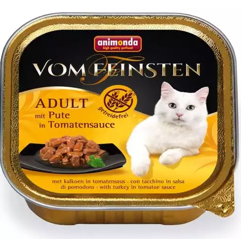 Łatwy zwrot ANIMONDA Vom Feinsten Adult NoGrain Indyk w pomidorach - Pełnowartościowy posiłek dla dorosłych kotów, 100g