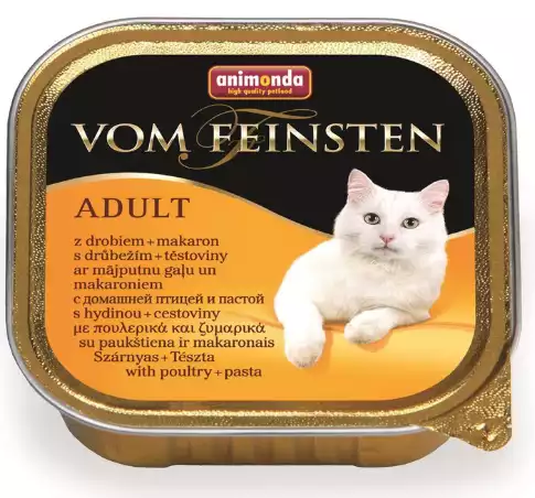 ANIMONDA Vom Feinsten Adult Drób + makaron - Pełnowartościowy posiłek dla dorosłych kotów, 100g Ograniczona ilość