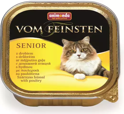 ANIMONDA Vom Feinsten Senior z drobiem - Pełnowartościowy posiłek dla starszych kotów, szalka 100g Promocja