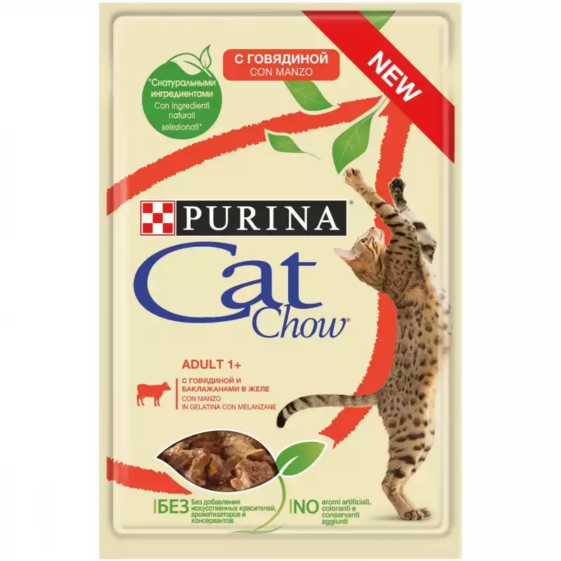 Szybka dostawa PURINA Cat Chow mokra karma z wołowiną i bakłażanem dla kota, saszetka 85g