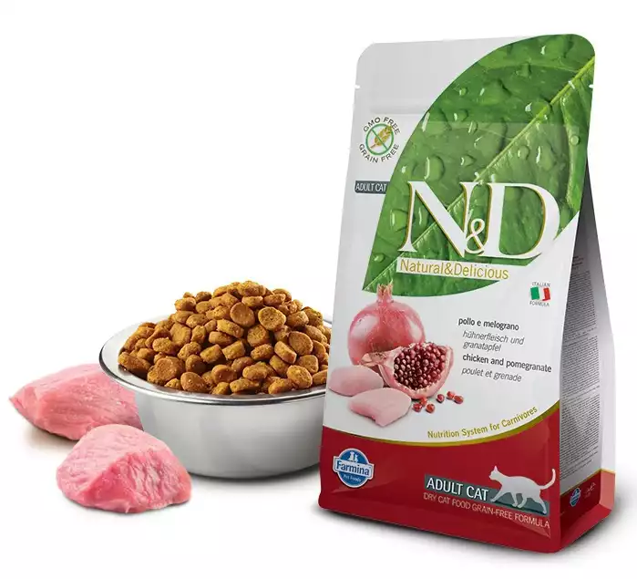FARMINA N&D Grain Free Chicken & Pomegranate sucha karma dla kotów 300g, 1,5kg i 5kg Oferta limitowana