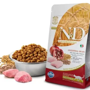 Premium FARMINA N&D Low Grain Chicken & Pomegranate Neutered sucha karma dla kotów 1,5kg