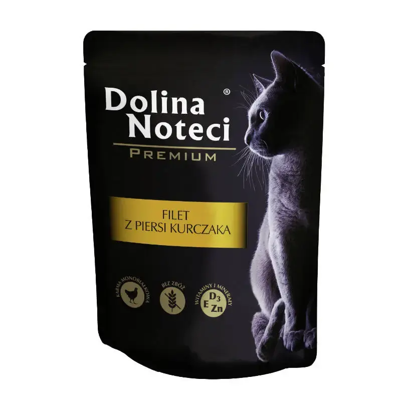 DOLINA NOTECI Premium filet z piersi kurczaka - karma dla dorosłych kotów 85g Tani