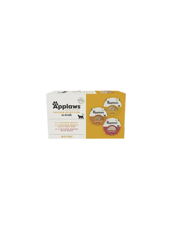 Ograniczona ilość Applaws miseczki dla kota Chicken Selection Multi Pack 8x60g