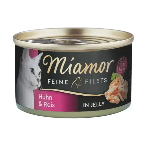 Dodaj do koszyka MIAMOR Feine Filets kurczak z ryżem w galaretce - mokra karma dla kota, puszka 100g