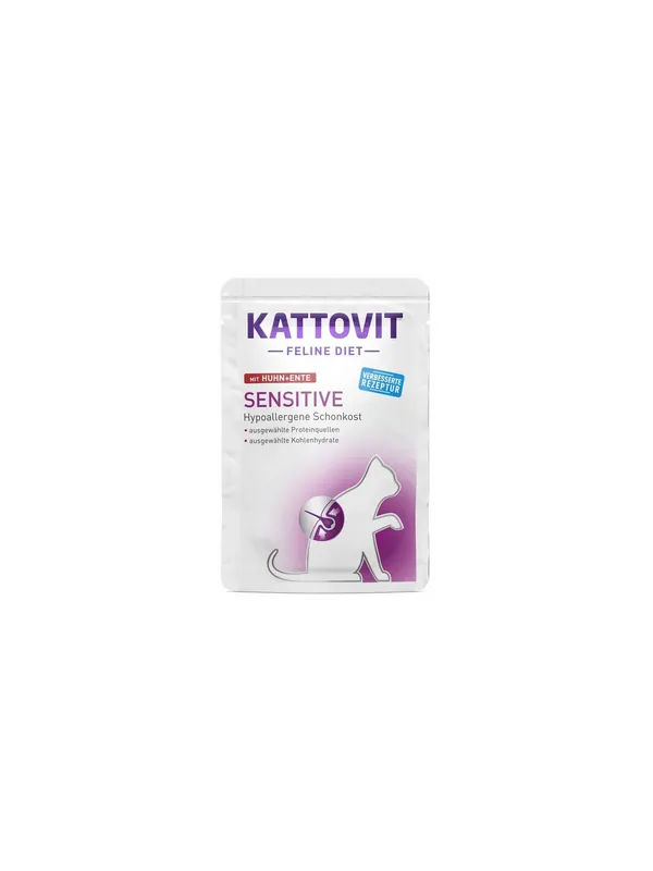 Wysoka jakość Kattovit Feline Diet Sensitive kurczak i kaczka saszetka 85g
