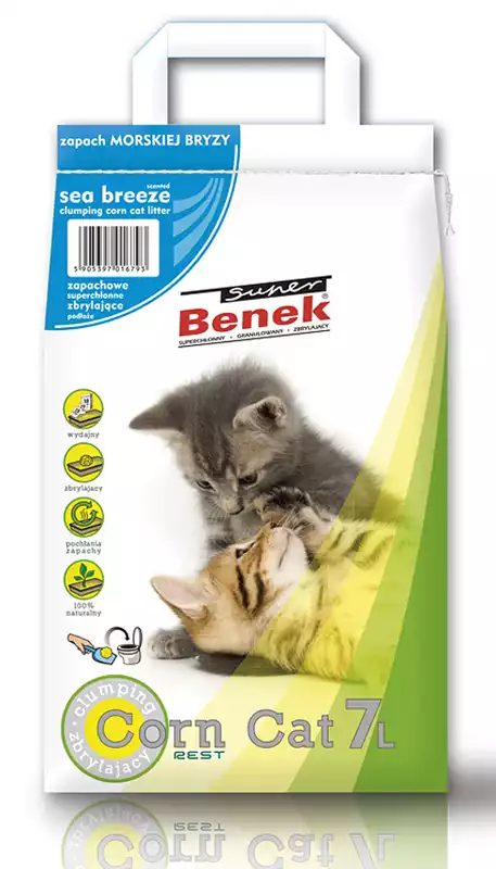 CERTECH Super Benek CORN Bryza Morska - Żwirek dla kota o zapachu morskim, 7 L Wyjątkowa oferta