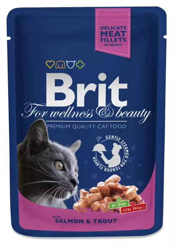 Tylko dziś BRIT Premium Łosoś i Pstrąg w Sosie - karma dla kotów, saszetka 100g