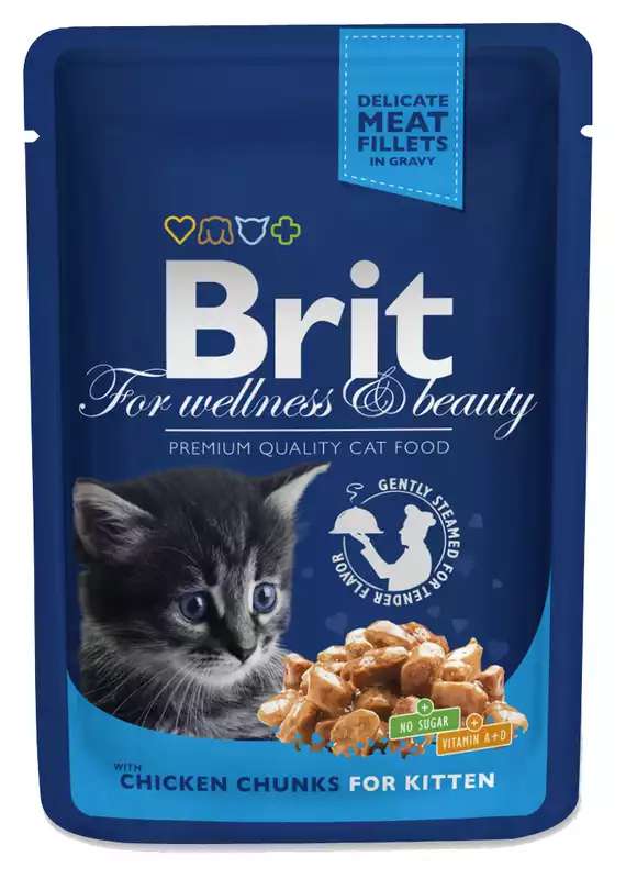 BRIT Premium Kitten Kawałki Kurczaka w Sosie - karma dla kociąt, saszetka 100g Okazja