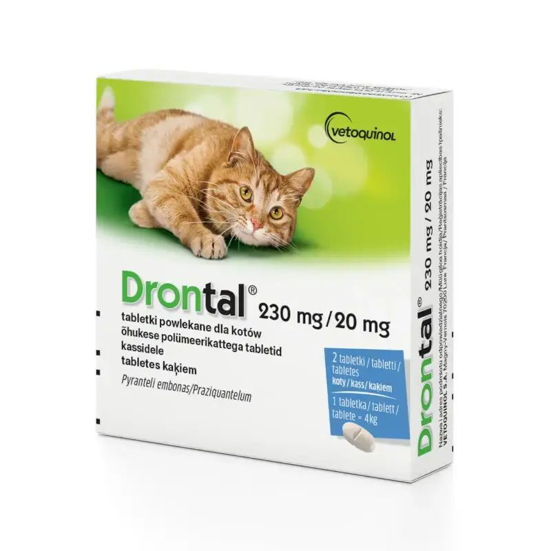 Drontal - tabletki na odrobaczenie dla kotów, 2szt. Nie przegap