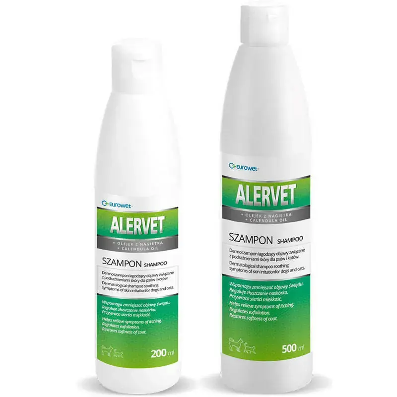 EUROWET Alervet - szampon łagodzący podrażnienia skóry dla psów i kotów, 200ml lub 500ml Szybka wysyłka