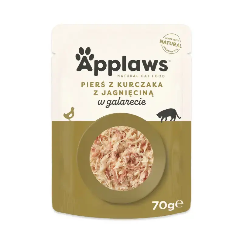Tylko do końca tygodnia Applaws Natural Tender Chicken & Lamb - karma dla kota z kurczakiem i jagnięciną w galaretce, saszetka 70g