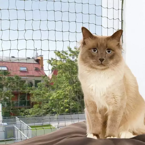 Trixie Cat Protect- wzmacniana siatka zabezpieczająca okno lub balkon dla kota, ciemno-zielona Kup online