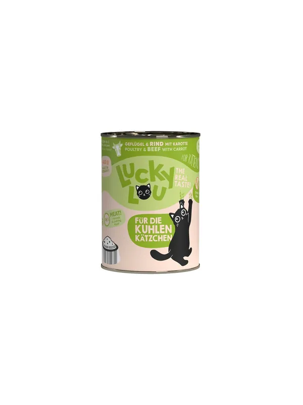 Bestseller Lucky Lou Lifestage Kitten Drób i wołowina puszka 400g