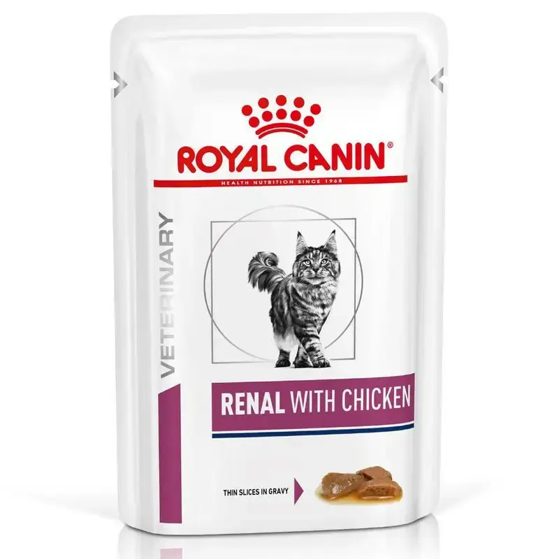 Nowy ROYAL CANIN Veterinary Diet Feline Renal - saszetka dla kota z kurczakiem, niewydolność nerek, 85g