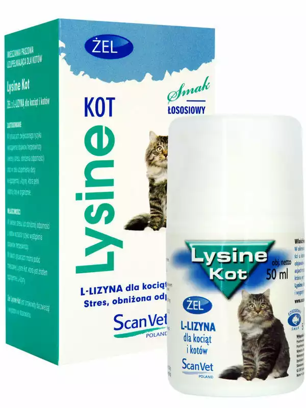 ScanVet Lysine Kot - preparat wspomagający przeciwko herpeswirozie dla kociąt i kotów, żel z lizyną, 50ml Oferta czasowa