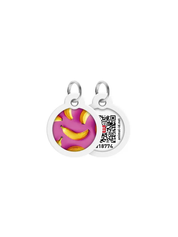 Collar WauDog Smart ID Zawieszka z QR-paszportem okrągła 3cm banany na różu Taniej