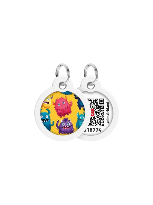 Zniżka Collar WauDog Smart ID Zawieszka z QR-paszportem okrągła 3cm futrzane potwory