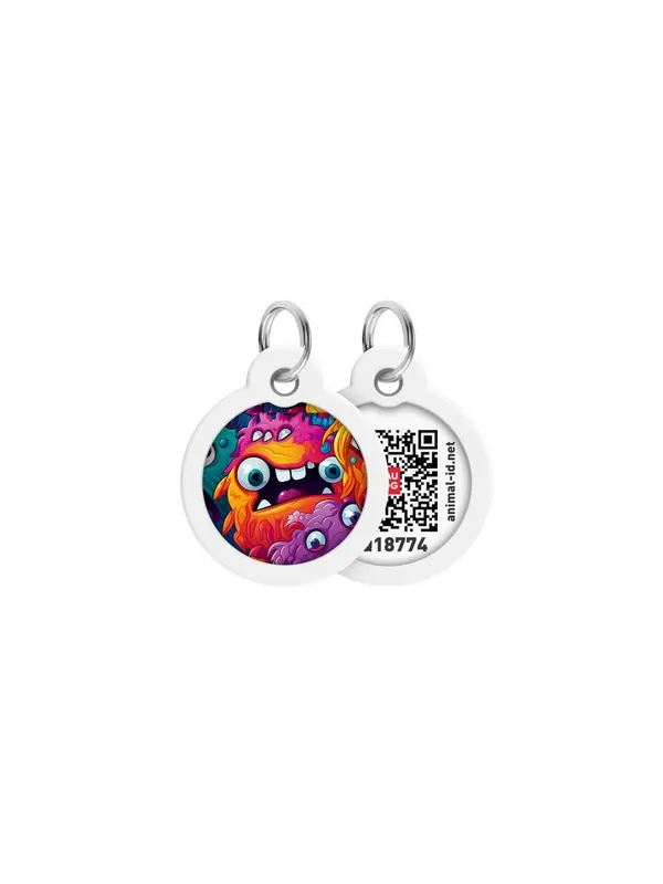 Collar WauDog Smart ID Zawieszka z QR-paszportem okrągła 3cm zębate potwory Ekspresowa dostawa