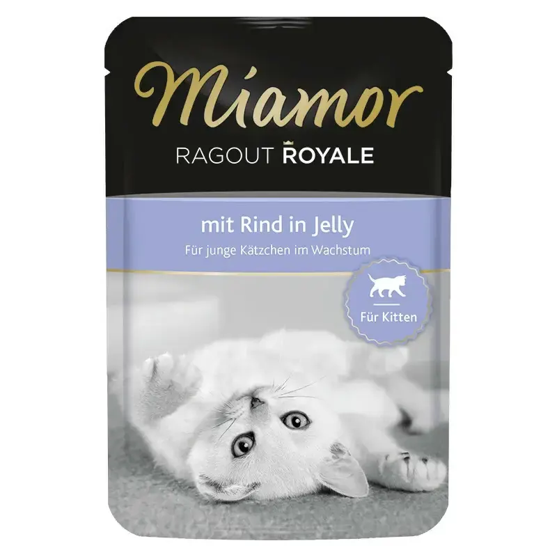 Popularny MIAMOR Ragout Royal wołowina w galarecie - mokra karma dla kociąt, saszetka 100g