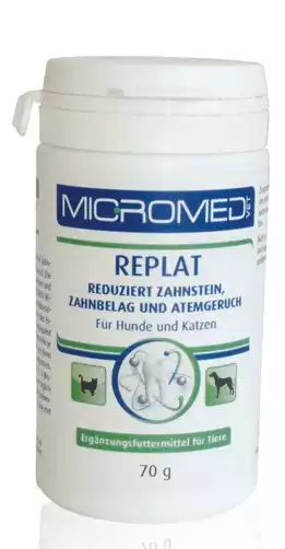 Micromed Replat- suplement diety wspomagający higienę jamy ustnej psów i kotów 70g Dostępne od ręki