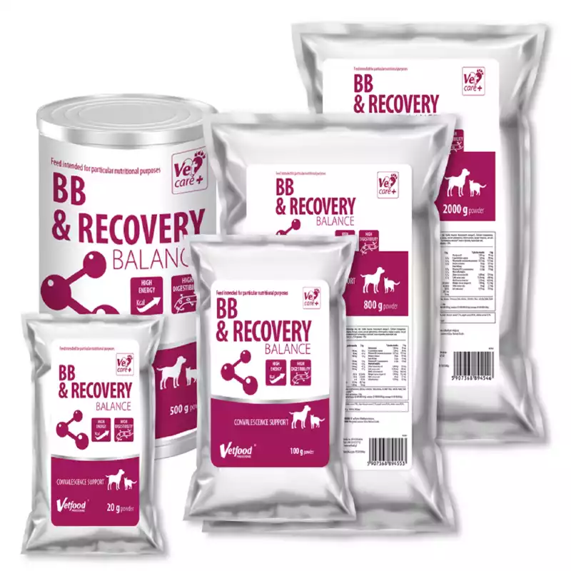 Dostępne od ręki BB & Recovery Balance powder, niezbędny podczas rekonwalescencji dla wyniszczonych psów i kotów po operacjach