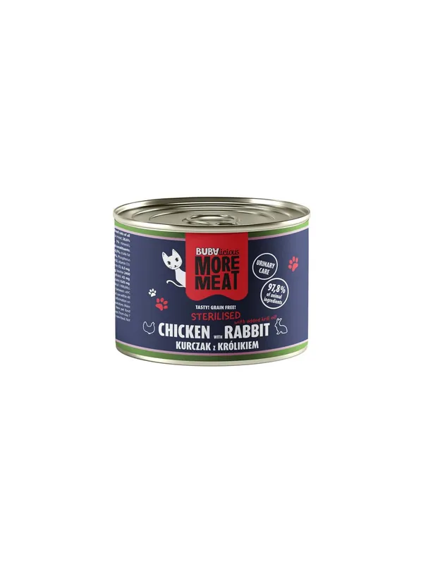 BUBAlicious Kot More Meat Sterilised kurczak i królik puszka 185g Tylko dziś