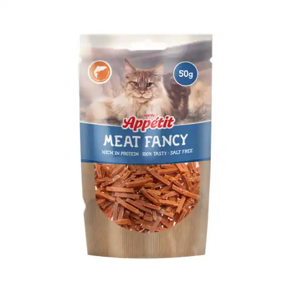 Niska cena Comfy Appetit Fancy Kot łosoś paski 50g przysmak smakołyk dla kota