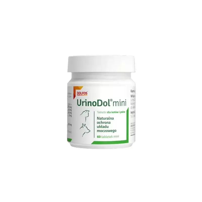 DOLFOS Urinodol Mini - naturalna ochrona układu moczowego u kotów i małych psów - 60 tabletek Do wyczerpania zapasów