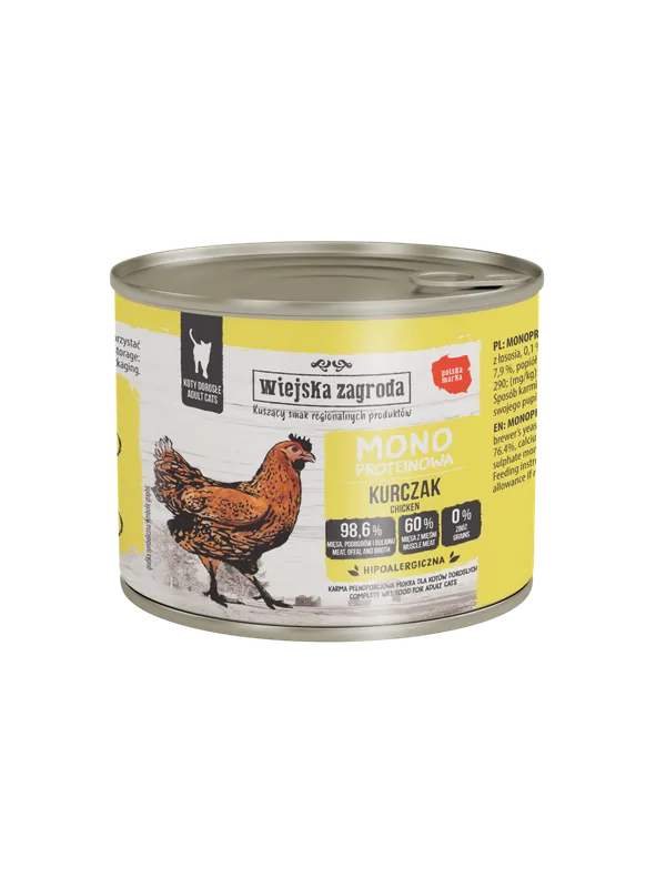 Dostępne od ręki Wiejska Zagroda Kurczak monoproteinowa 200 g Mokra karma dla kota dorosłego